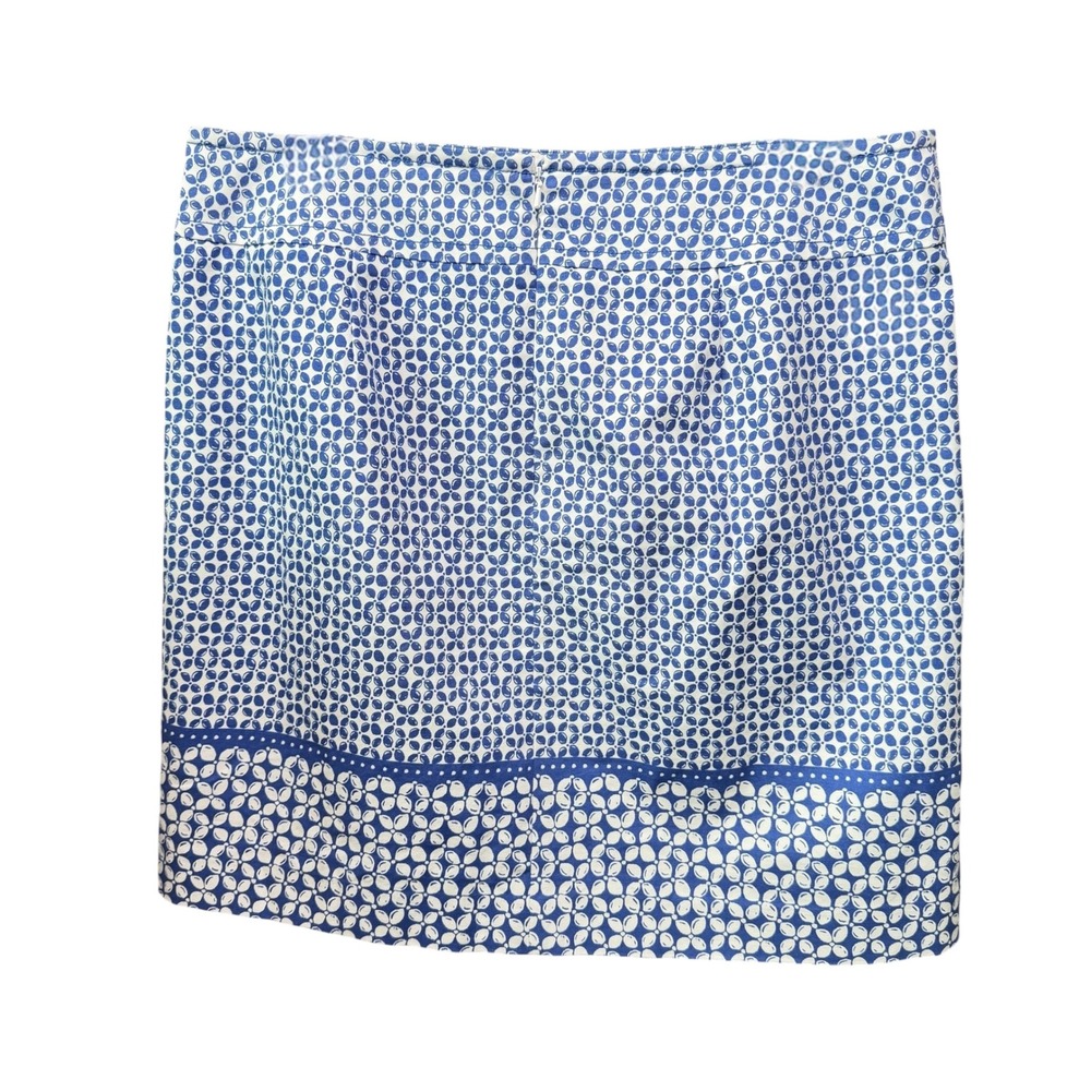 Talbots Short Skirt Womens Blue White Geometric Floral Cotton Stretch Lined 12 - Picture 3 of 9